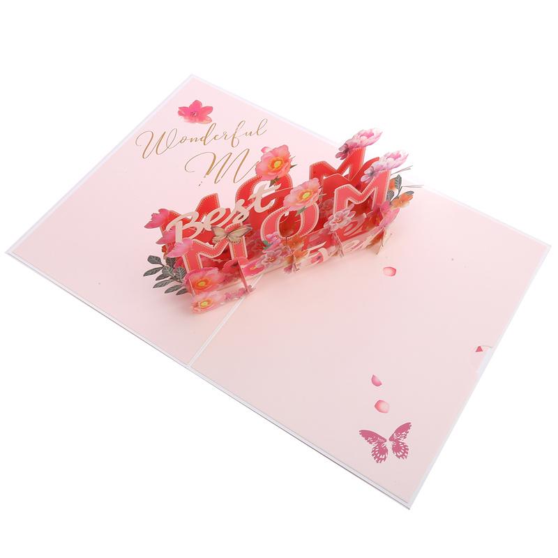 Regalo para el Día de la Madre Tarjeta de Felicitación Creativa 3D Gratitud Madre Postal Flores Bendición Tarjeta de Felicitación para la Madre