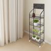 4-Tier Metal Storage Shelf Rolling Cart, Heavy Duty Kitchen Organizer Rack with Wheels for Pantry, Store Display, Black