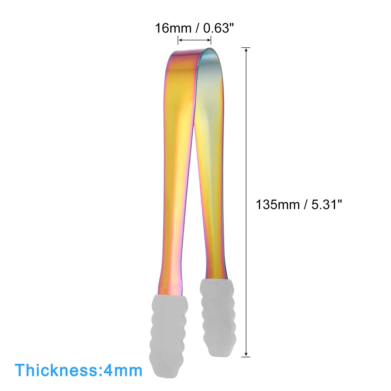 

Щипці для сервірування 7 шт. 5,3 дюйма - Щипці для льоду з нержавіючої сталі з силіконовою головкою, Крихітні щипці для закусок, цукру, десертів, бару, кафе різнокольорові кольору