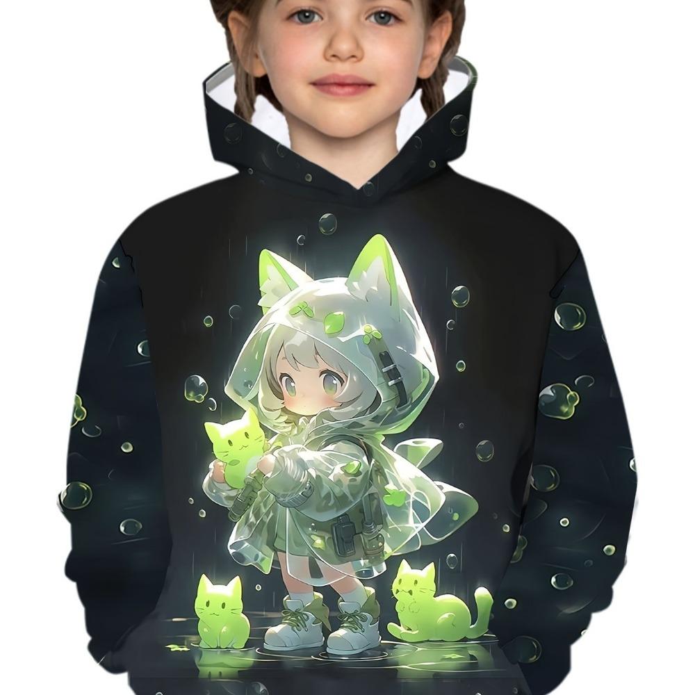 Kids Clothes Girl Hoodies Long Sleeve Cartoon Comic Girl Print Autumn Children Clothes Girl Kawaii Girl Tops Children's Clothing