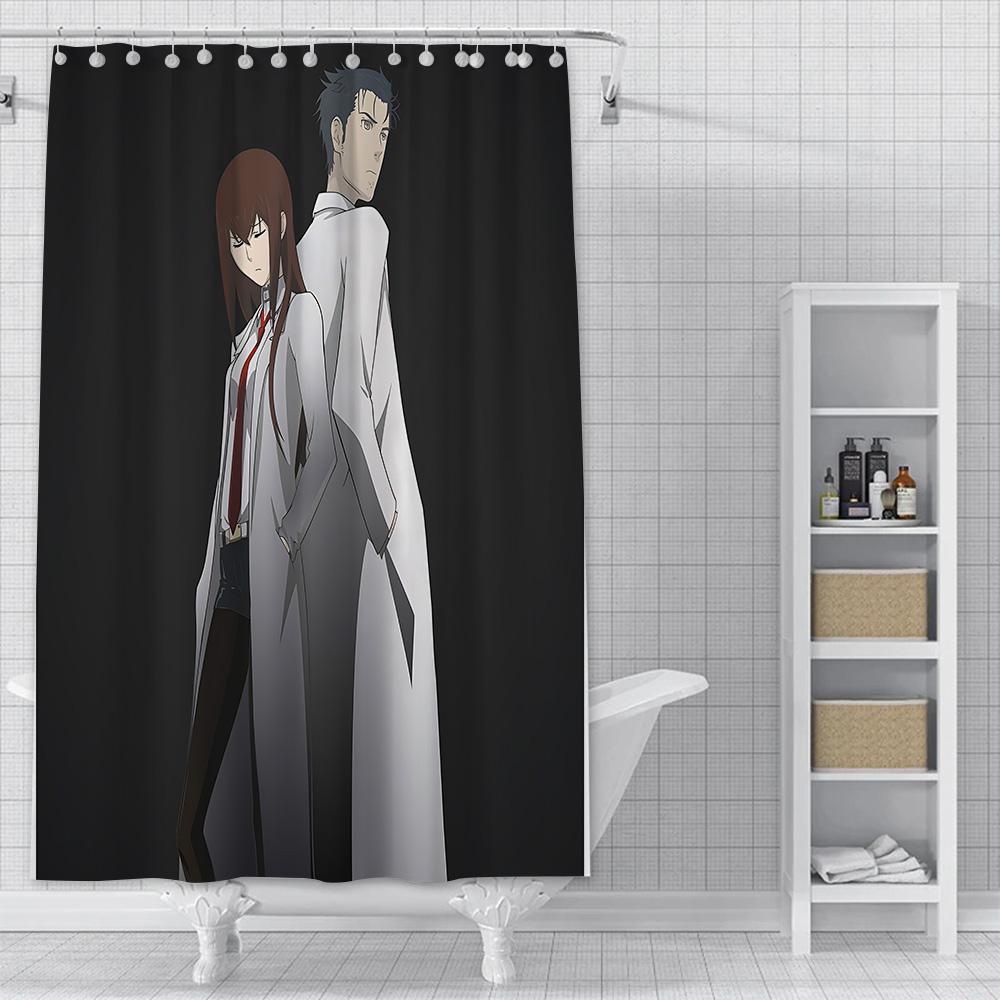 Anime Steins Gate Shower Curtain Waterproof Polyester Fabric Paint Colorful Bath Curtains Home Bathroom Decor Curtain With Hook