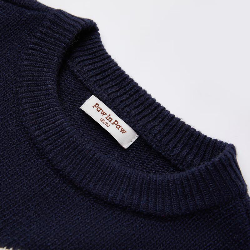 PawinPaw Boys' Cartoon Bear Round Neck Winter Sweater