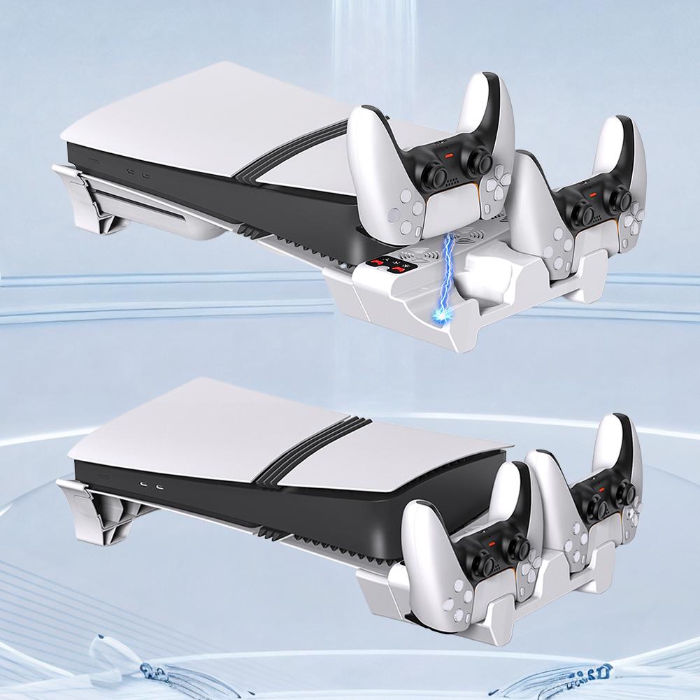 Horizontal Stand and Cooling Station with 3-Level Cooling Fan Horizontal Cooling Stand for PS5 Slim/PS5 Pro Disc/Digital Edition