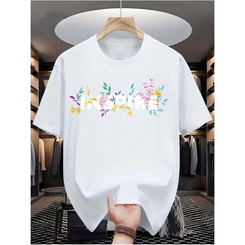 European Size Floral Inspiration Men'S Casual Digital Print T-Shirt - Made Of, Featuring a Round Neck, Short Sleeves, Street Hip-Hop Style