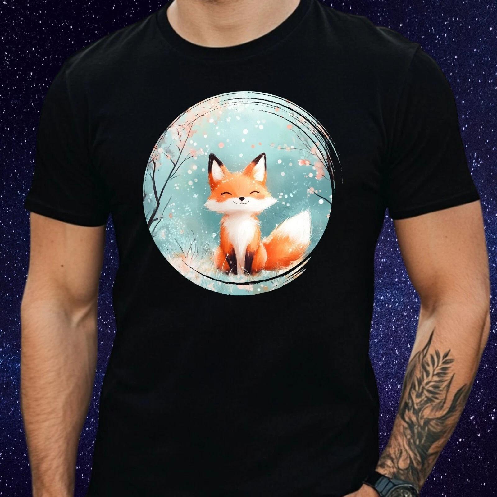 T-Shirt Herren Kawaii Fuchs Motiv Baumwolle Größe S bis 5XL M
