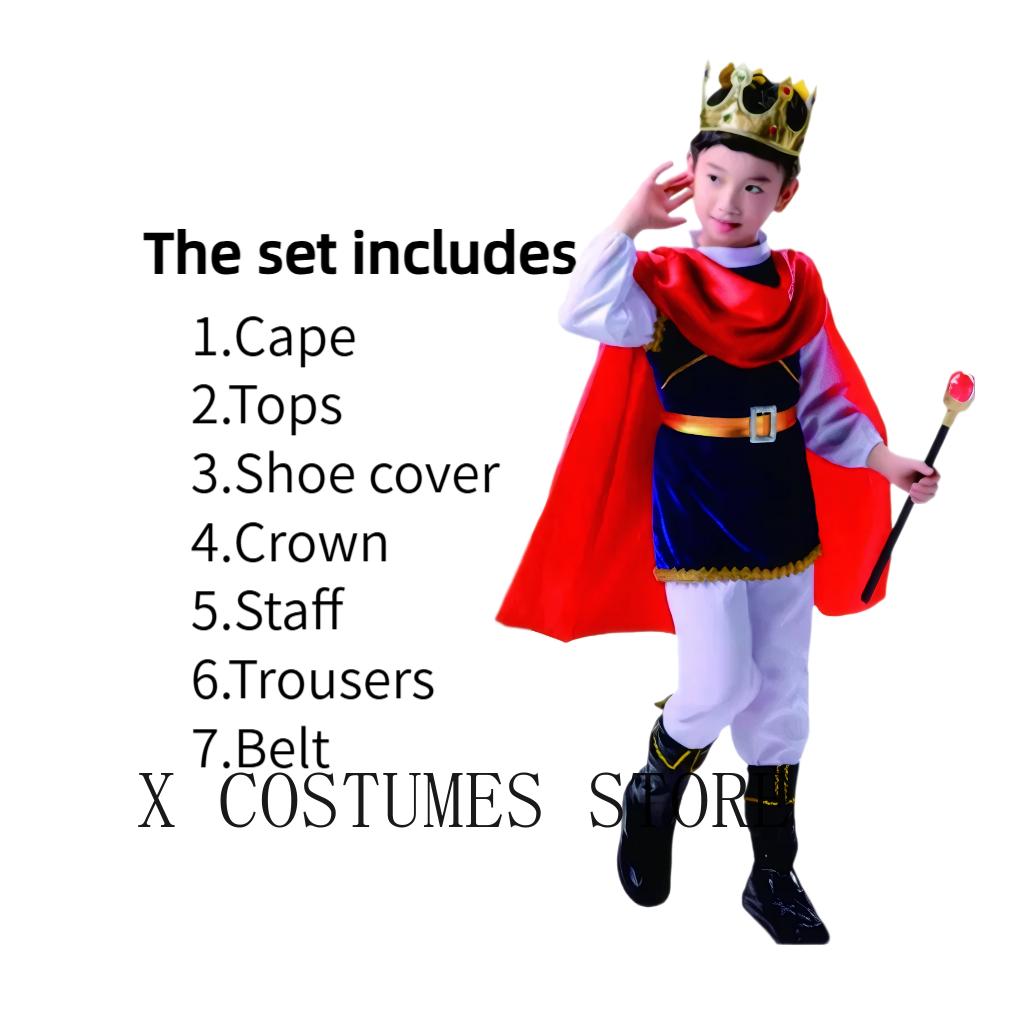 Boy s King Prince Cosplay Costume Prince Crown Scepter Cloak Royalty Suit Halloween Birthday Carnival Costumes Fancy Dress Up 110