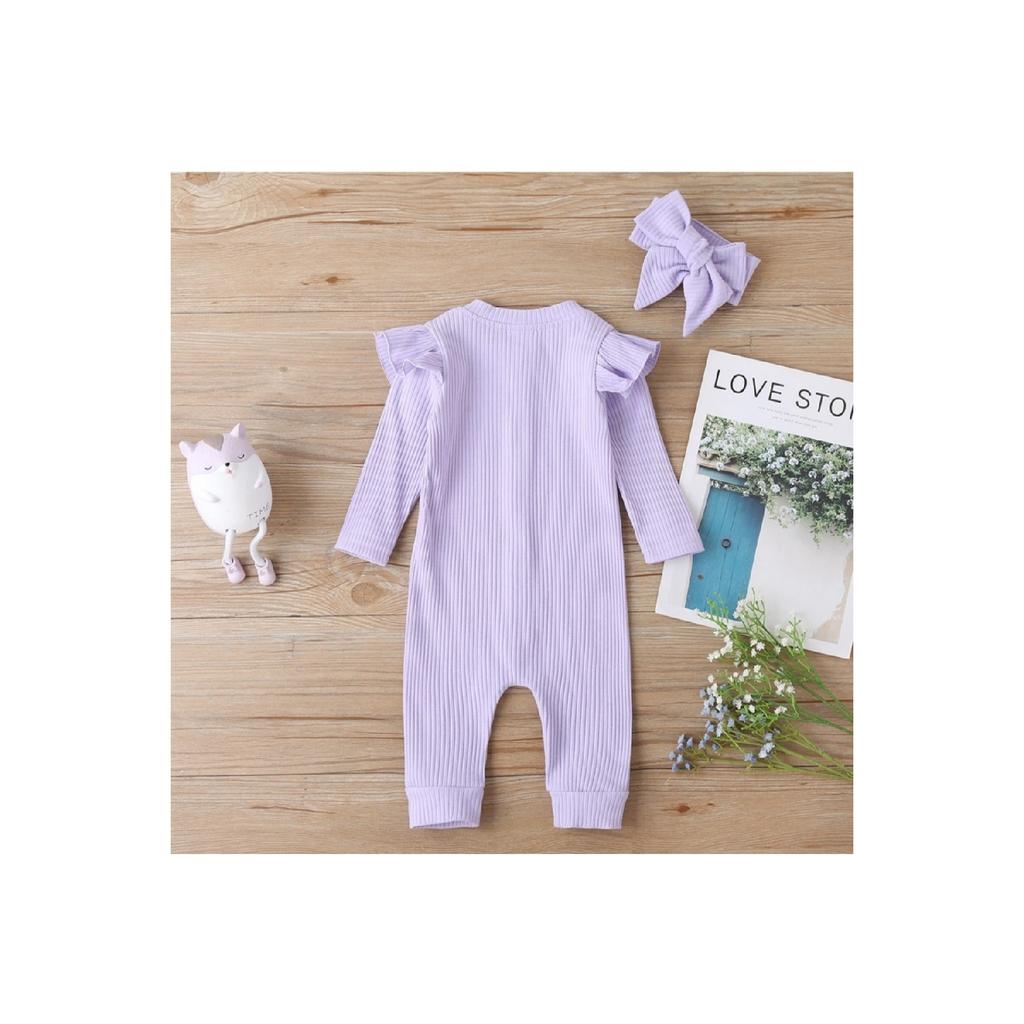 Kombinezon dla niemowląt z długim rękawem i knotem, wykonany w 100% z bawełny