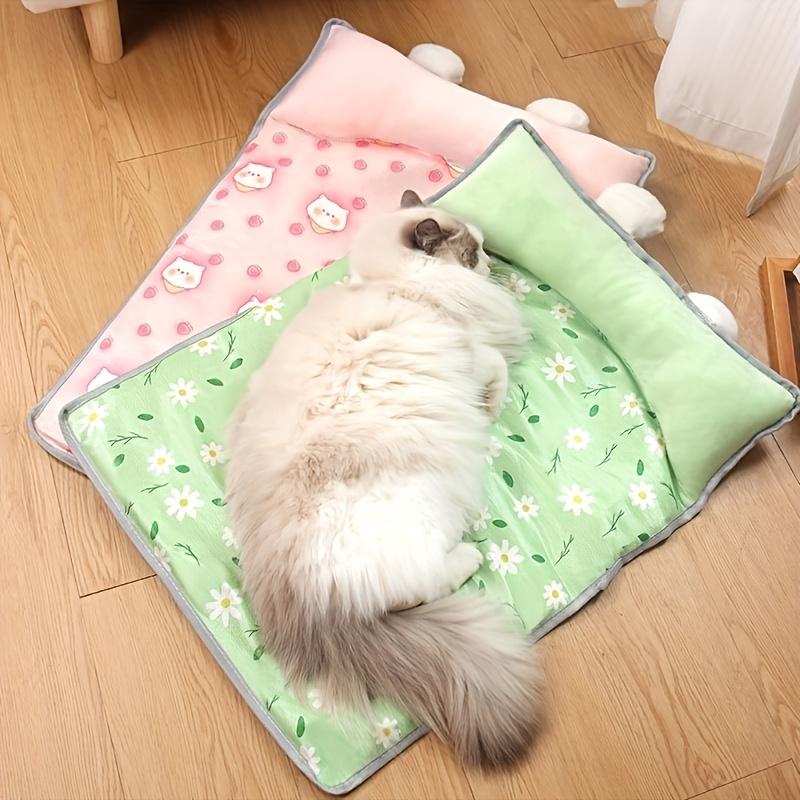 Cool in Summer Bed Cats Bring A Pillow Refreshing Mat for Cats Breathable Comfortable Refreshing Cat Mat Kittens Puppies Nest