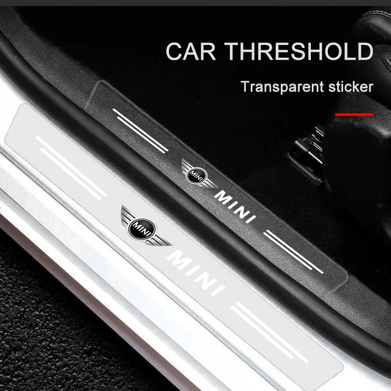 4Pcs Car Threshold Strip Transparent Sticker Decorative Badge For MINI F54 F55 F56 R56 R60 SONE Roadster Clubman Coupe