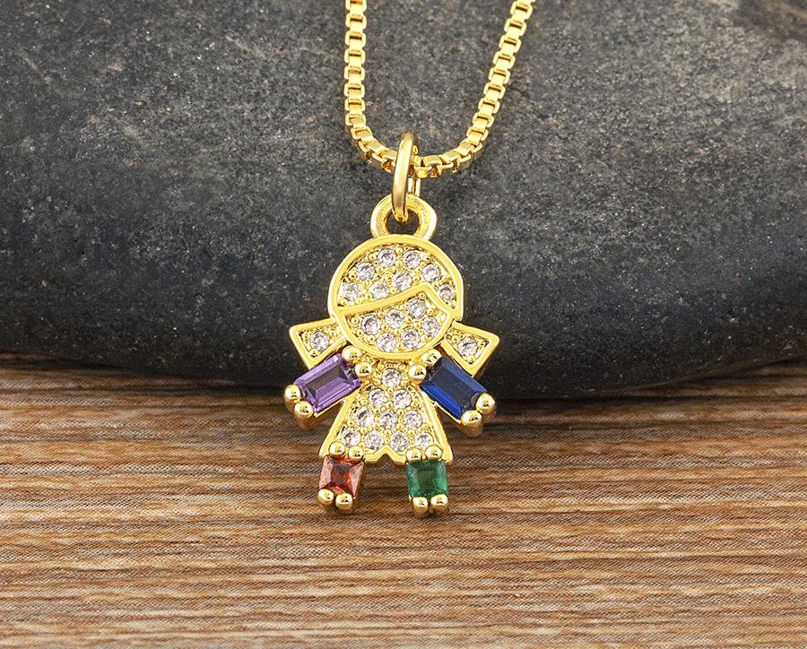 Nidin New Boy/Girl Pendant Choker Jewelry Zircon Necklaces Accessories For Mom Kids Parent-child Anniversary Gifts Wholesale