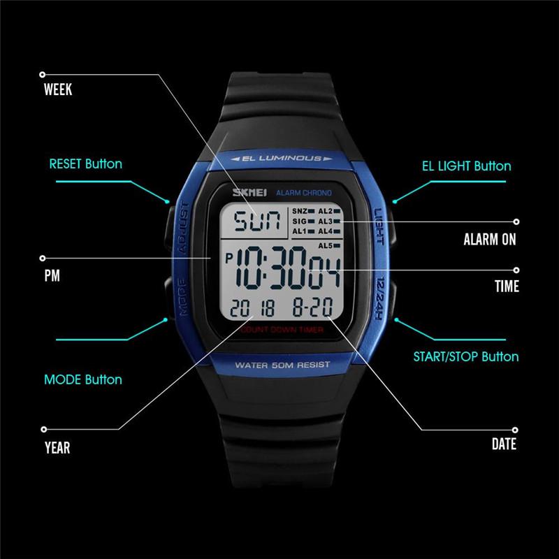 SKMEI Luxury Brand Men's Sports Watches LED Digital Watch Men Waterproof Military Wrist Watches