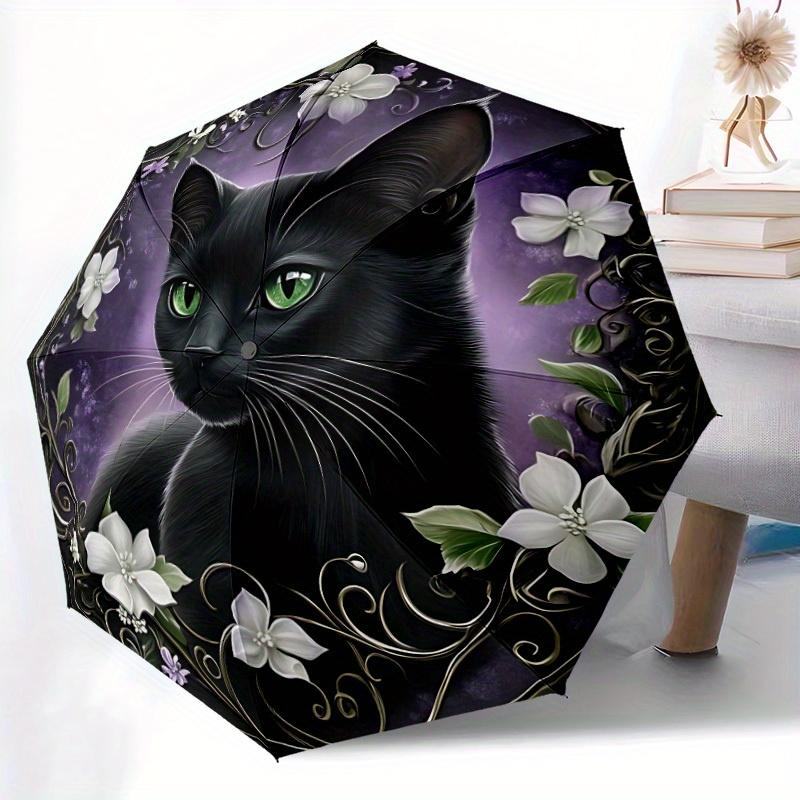 1pc Black Cat Automatic Open/Close Umbrella, Ideal Fan Gift for Birthday, Christmas, Outdoor Essentials, Trendy Fashion Yy250828011