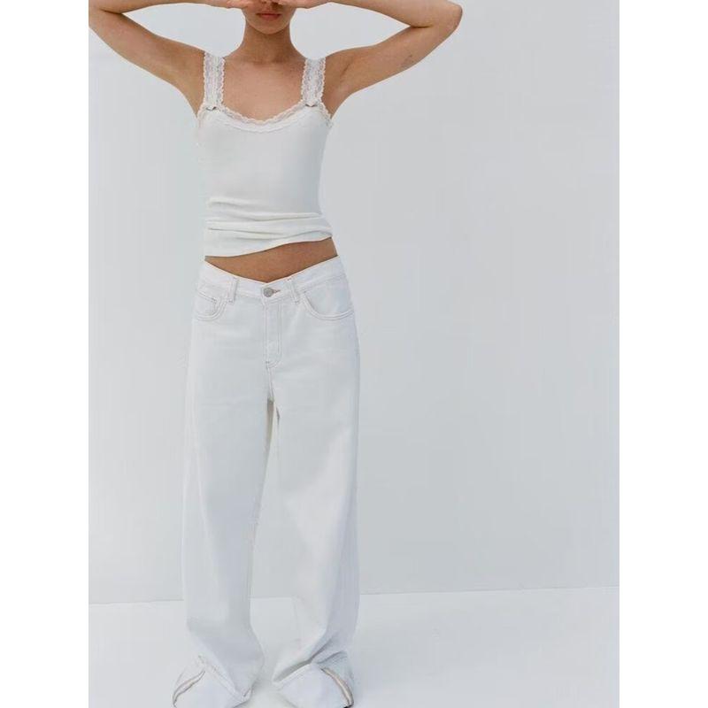 Za2024 Summer New Product Women's Clothes High Waist Slim Looking Curling Trousers Denim Loose Pants 6045043 250