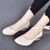 women cute sweet black round toe buckle strap square heel shoes for office career lady casual beige spring shoes ab616