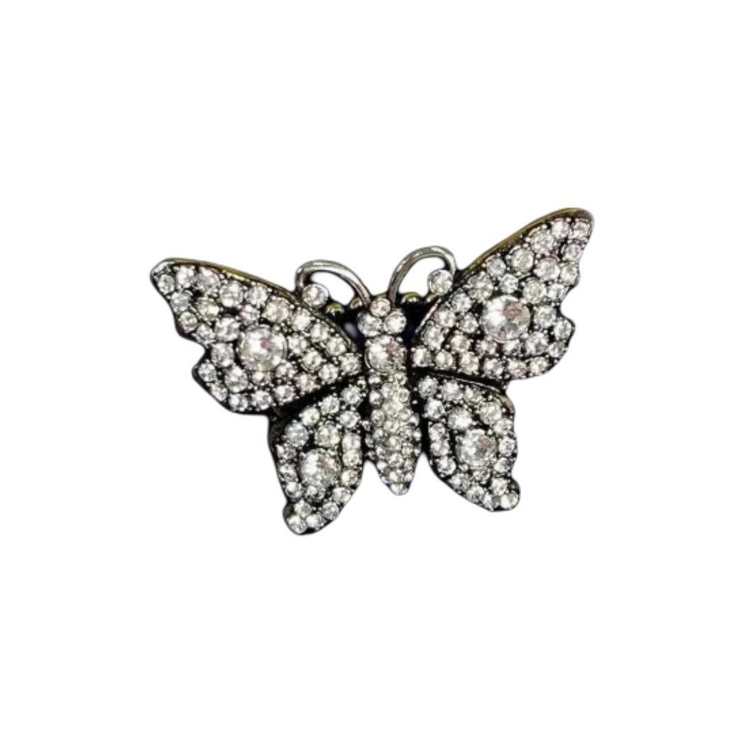 

Gucci White Crystal Studded Butterfly Fashion Jewelry Metal Ring Women rings Silver 503932-J3F42-8162 Dust Bag+Box (Random Color),XS