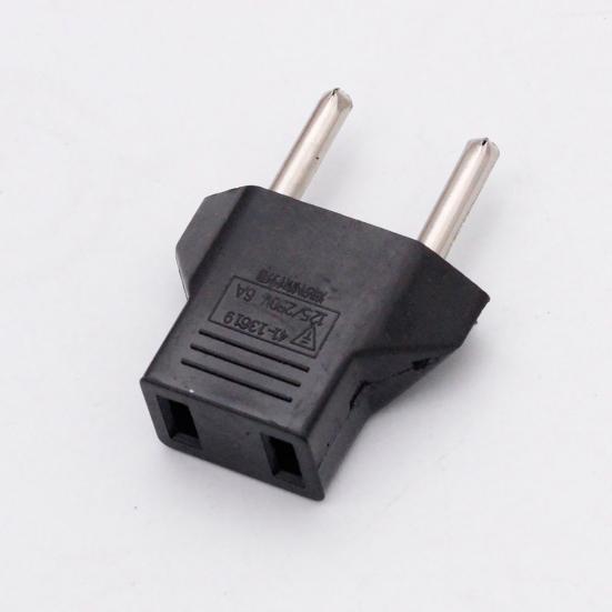 US to EU Adapter Compact Safe ABS Black Power Plug Converter