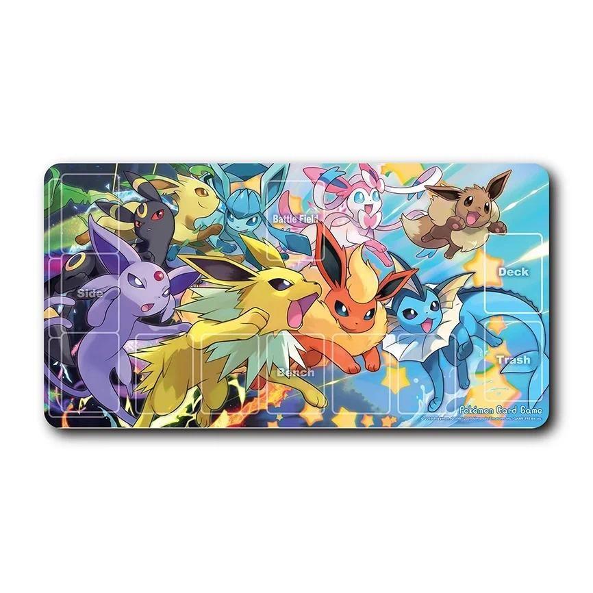 PTCG Adventure Card Pad Eevee Lillie Diy Rubber Action Toy Figures Anime Game Collection Battle Mat