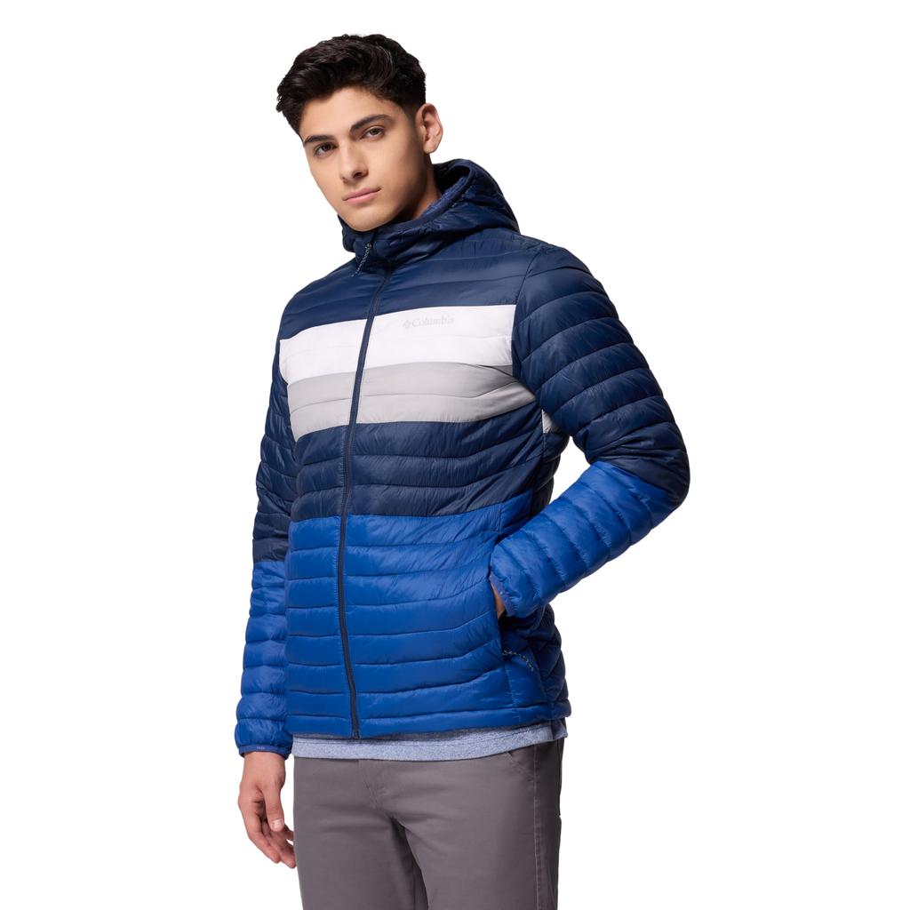 Columbia Powder Pass Hooded Jacket, Mens blue Jacket