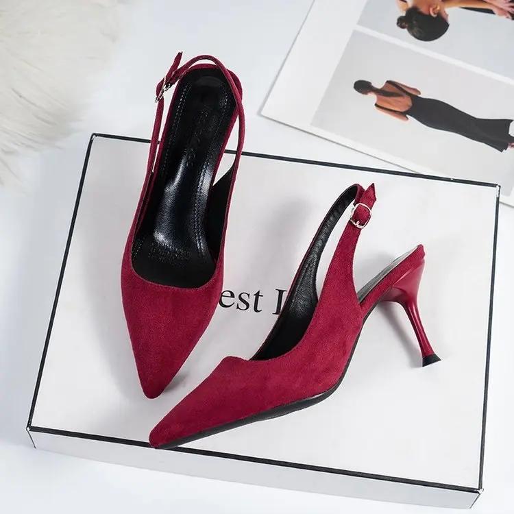 Fashion High Heel Women's Sandals 2025 Buckle Sandalias Party Open Toe Shoes Female Thick Heel Party Shoes Wedding Shoes
