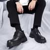 Fashion Black Thick Soled Men's Leather Shoes Retro Minimalist Versatile Design Style Office Fashion Party Adult Classic Luxury Shoes