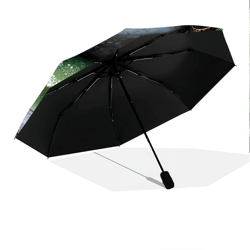 frog pattern, automatic folding umbrella, portable and foldable design, 8 ribs, a Christmas or birthday gift.