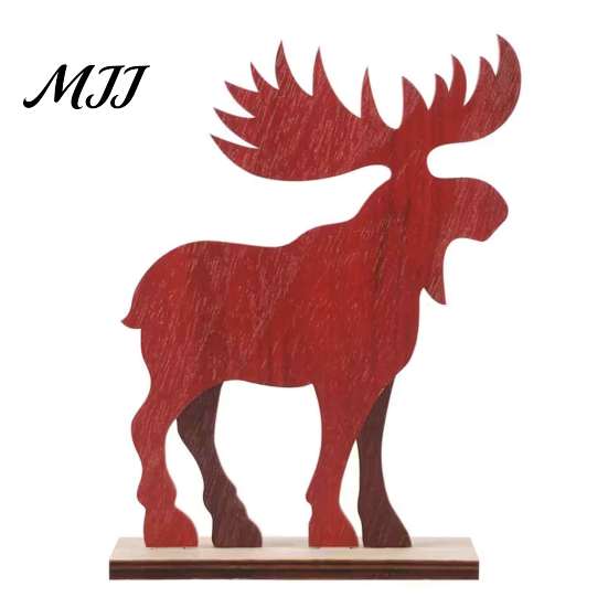 Nordic Style Holiday Decor Christmas Ornaments, Wood Reindeer Santa Claus Snowman Figurine, Ornament Gifts for Kids Rustic Desktop Decoration