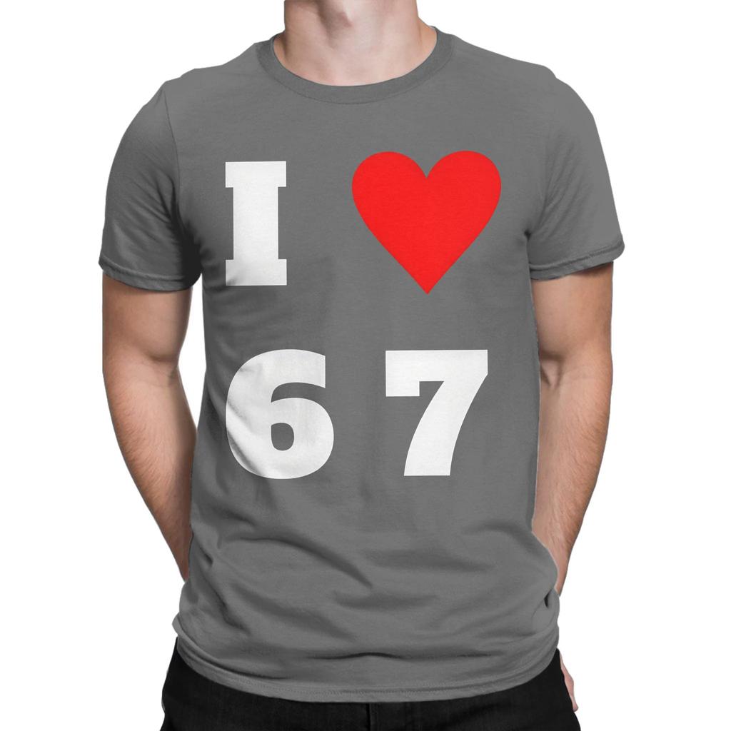I Heart 67 T Shirt Summer Cotton T Shirts For Unisexs Hip Hop Casual Tshirt Shortsleeved Y2k Basic Clothing
