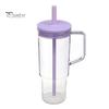 Clear Plastic Water Bottle with Straw And Lid, 40oz Large Capacity Tumbler BPA-free Drinking Cup Handle, Leak Proof Sports for School Travel Reusable