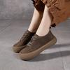 Top-grain Cowhide Women's Shoes Thick-soled Soft Leather Soft-soled Casual Shoes Flat-bottomed Big-headed Ugly and Cute Shoes