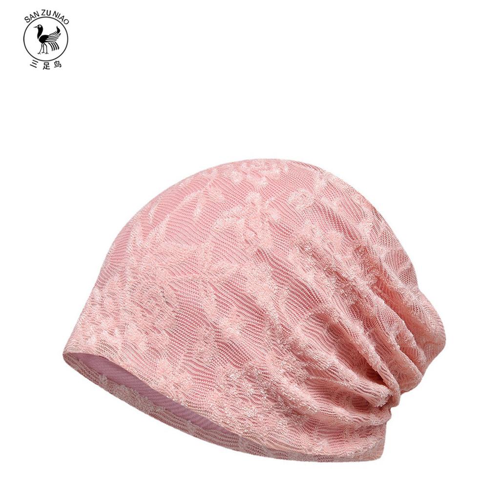 Hat Women'S Spring And Autumn Thin Cotton Solid Color Jacquard Mesh Breathable Fashion Lace Baotou Confinement Hat Maternity
