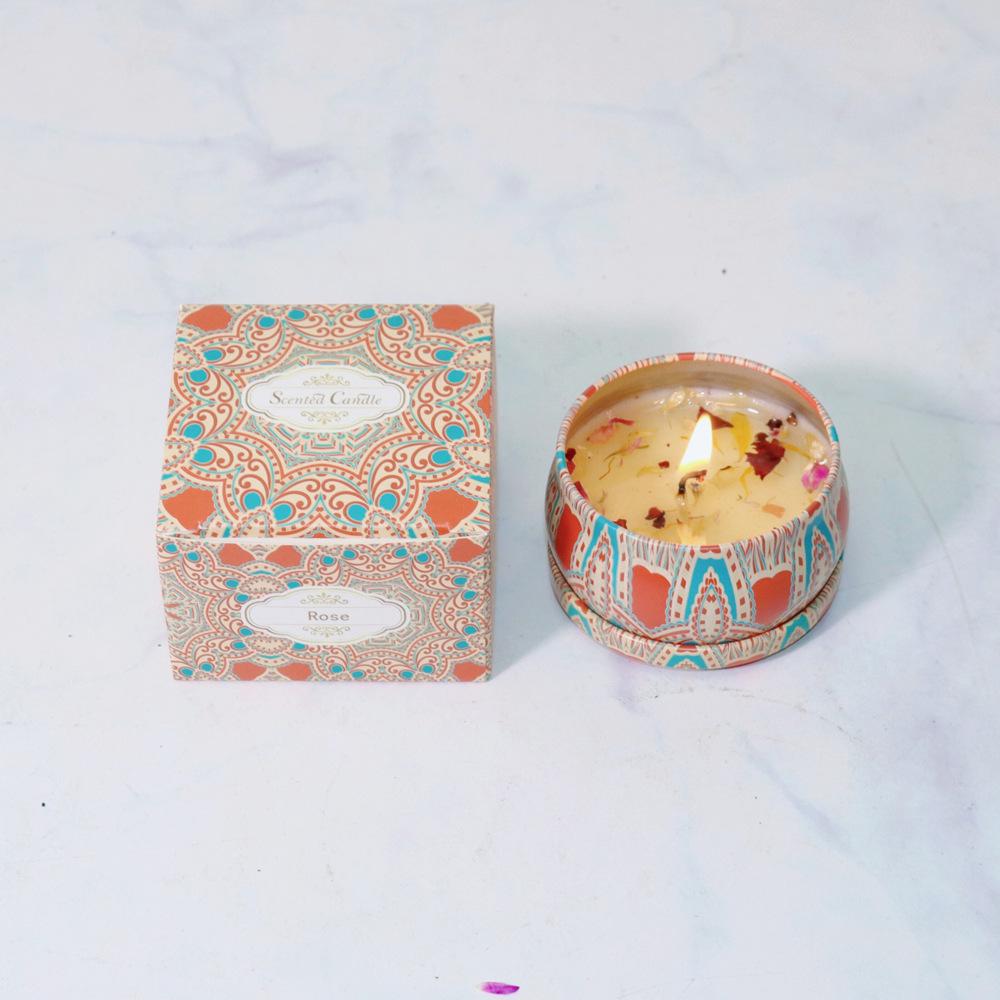 Ethnic Style Soy Wax Dried Flower Scented Candle Souvenir