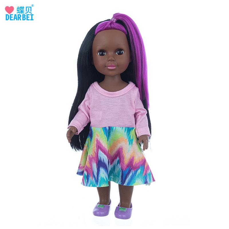 

Новая 14-дюймовая цветная кукла с черными волосами для девочки, кукла-младенец, кукла American Girl, детская кукла, переодевание, виниловая кукла, кастомизация 30cm розовый/синий