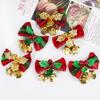6pcs Christmas Bow With Bell Mini Xmas Tree Bowknot Pendant Ornaments For Home Decoration 2024 Navidad New Year Party DIY Gifts