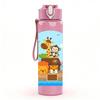 1PC Noah Ark Animal Cartoon Print 750ml Color Plastic Sports Water Bottle Leakproof Flip Straw Lid Suitable for Sports Office Home Use