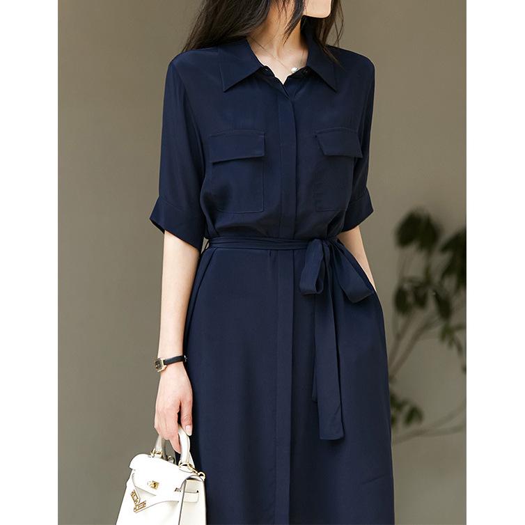 2025 High-End Japanese Workwear Silk Dress: Women's New Summer Long Dress