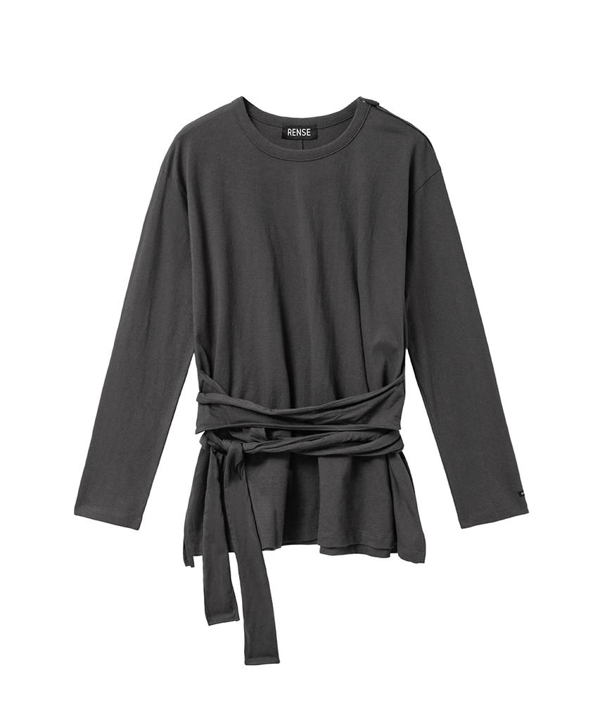 Lense Wrap-Tie Long Sleeve Tee Charcoal