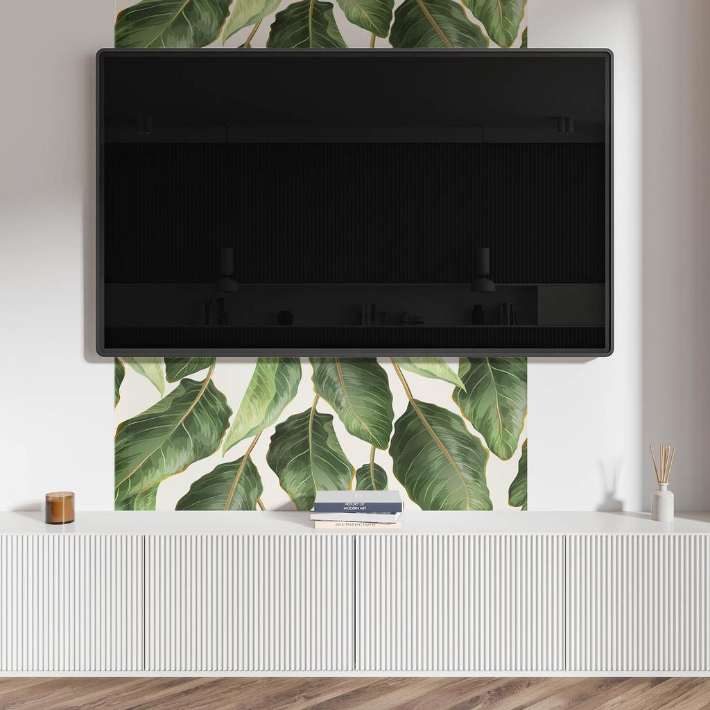 Winylowy Panel Ozdobny Z Grafiką Do Kuchni Lub Łazienki 120X60 Cm Liście W Tropikalnym Stylu