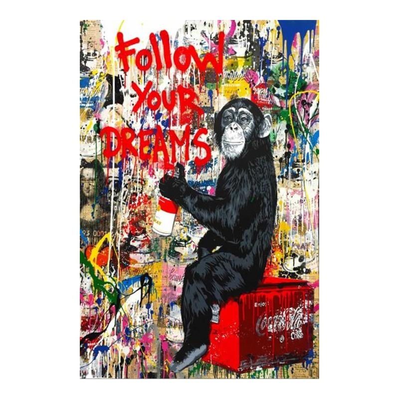 

Горилла смешанные граффити Холст Картина Фреска Плакат и принты Гостиная Домашнее украшение Фреска без рамки 30x40cm