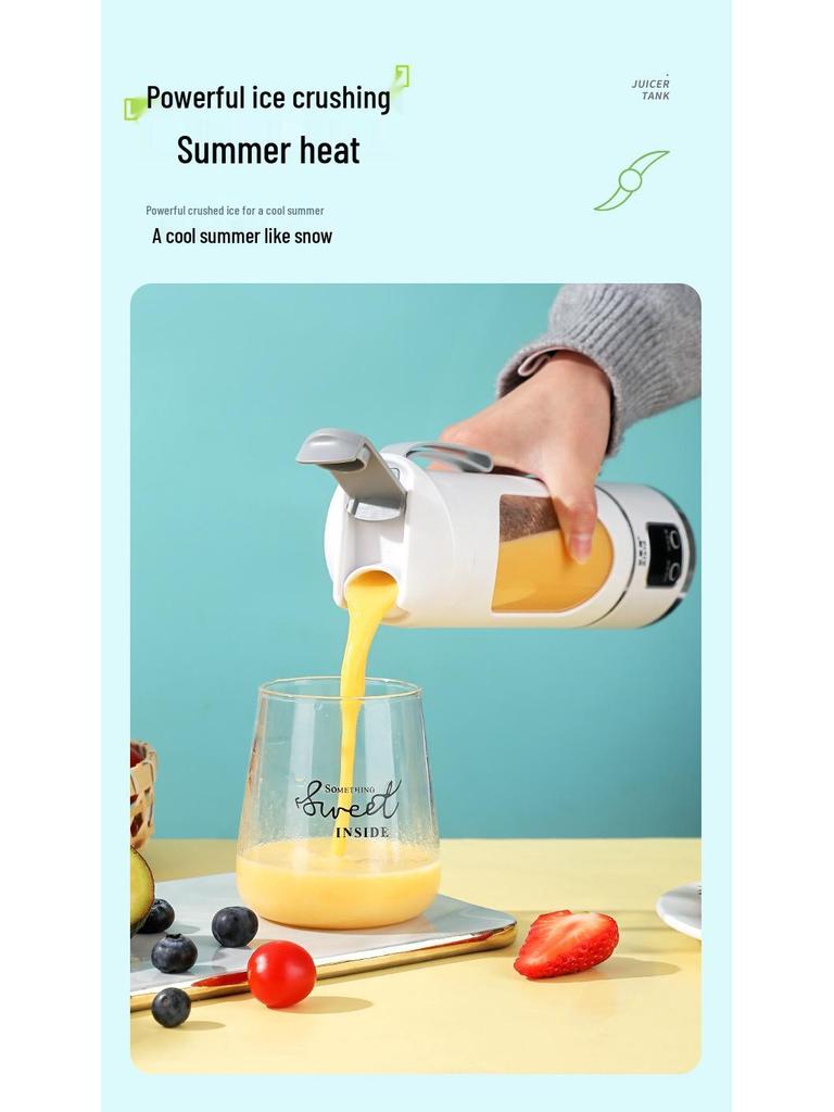 High-End Portable Rechargeable Juicer with Three-Speed LCD Display for Travel & Home Use