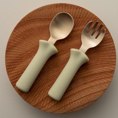 All Children's Organic Spoon and Fork Set for Infants, Green Beans, Spoon + Fork + Case