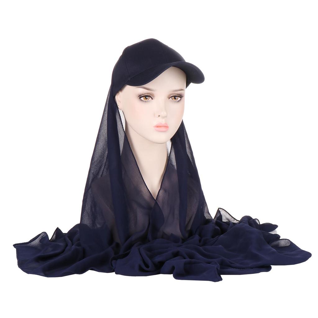 Solid Color Pearl Scarf & Cotton Baseball Cap Set