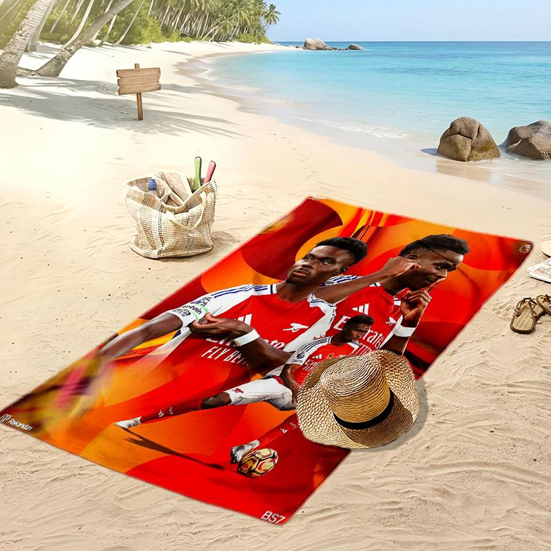 Bukayo Saka Bedrucktes Strandtuch Schnelltrocknendes Weiches Handtuch Tragbare Große Rechteckige Stranddecke für Reisen Schwimmbad