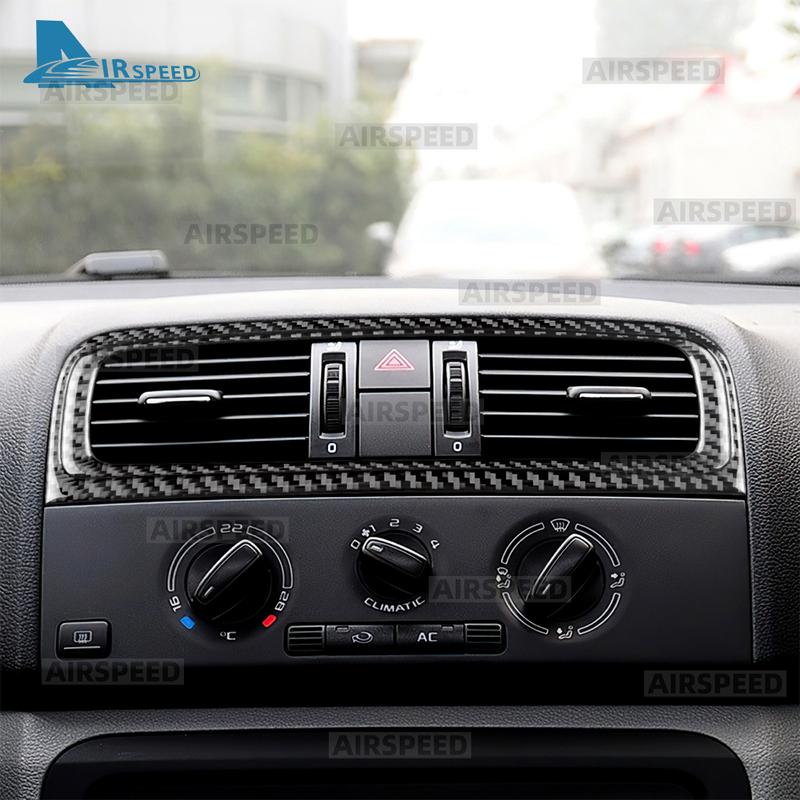 Real Soft Carbon Fiber Sticker For Skoda Fabia 2 MK2 5J 2007 2008 2009 2010 2011 2012 2013 2014 Car Central Control Air Outlet