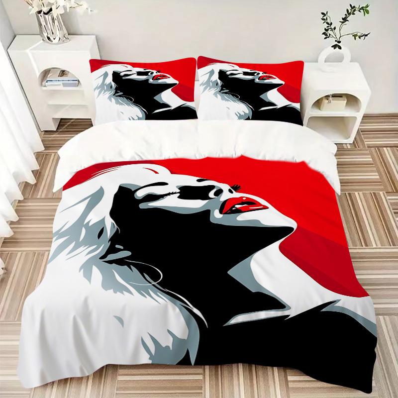 3pcs Glamourous Portrait Duvet Cover Set, Includes 1 Duvet Cover and 1/2 Pillowcases (No Insert) yy251104234