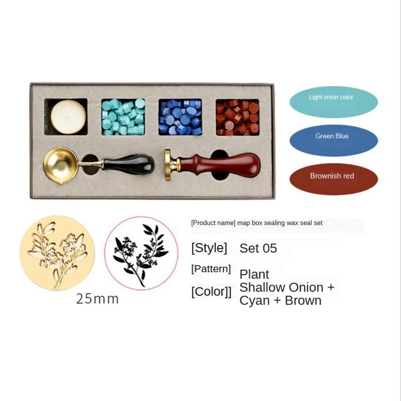 Francobolli fai-da-te Kit scatola sigillo di cera Set di cucchiai staccabili Set di perline di tenuta Busta Confezione regalo di nozze Cartolina