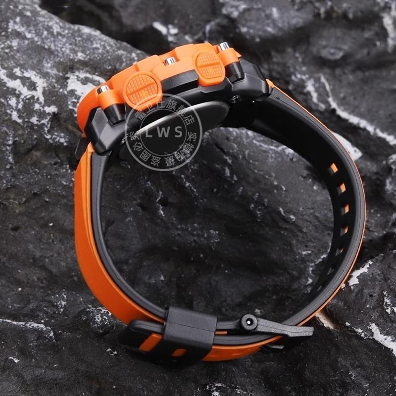 For CASIO GA-2000 GA2000 GA-2200 PRG-600 prg-650 PRW-6600 Series Watch Chain Soft Silicone Rubber Strap Orange Wristband 24mm