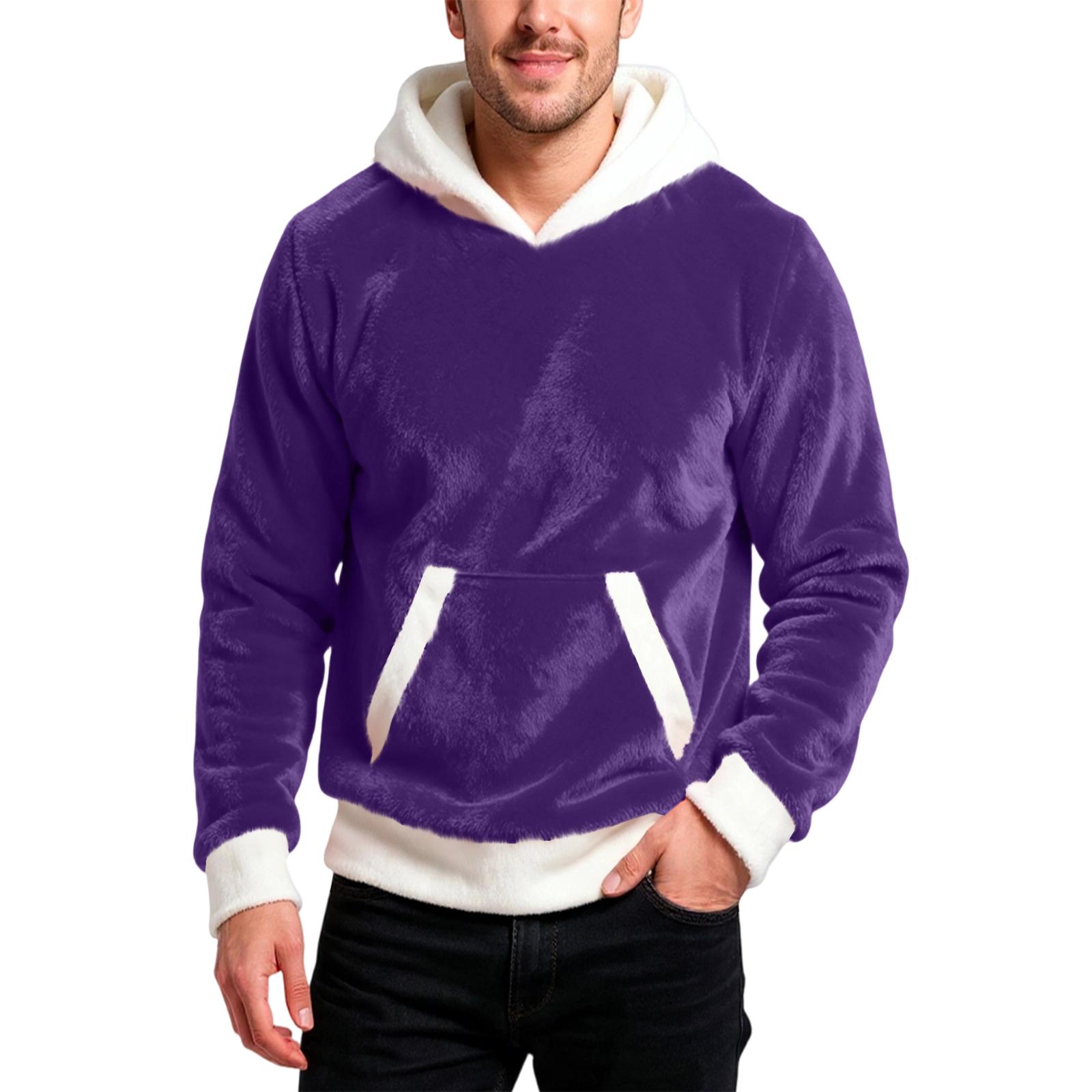 

Мужской Повседневный Модный Худи с Капюшоном на Половине Молнии с Длинными Рукавами XL фиолетовый