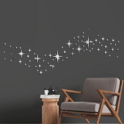 Adesivo da parete con specchio a forma di stella 3D in acrilico per la decorazione del soffitto della camera da letto e del soggiorno
