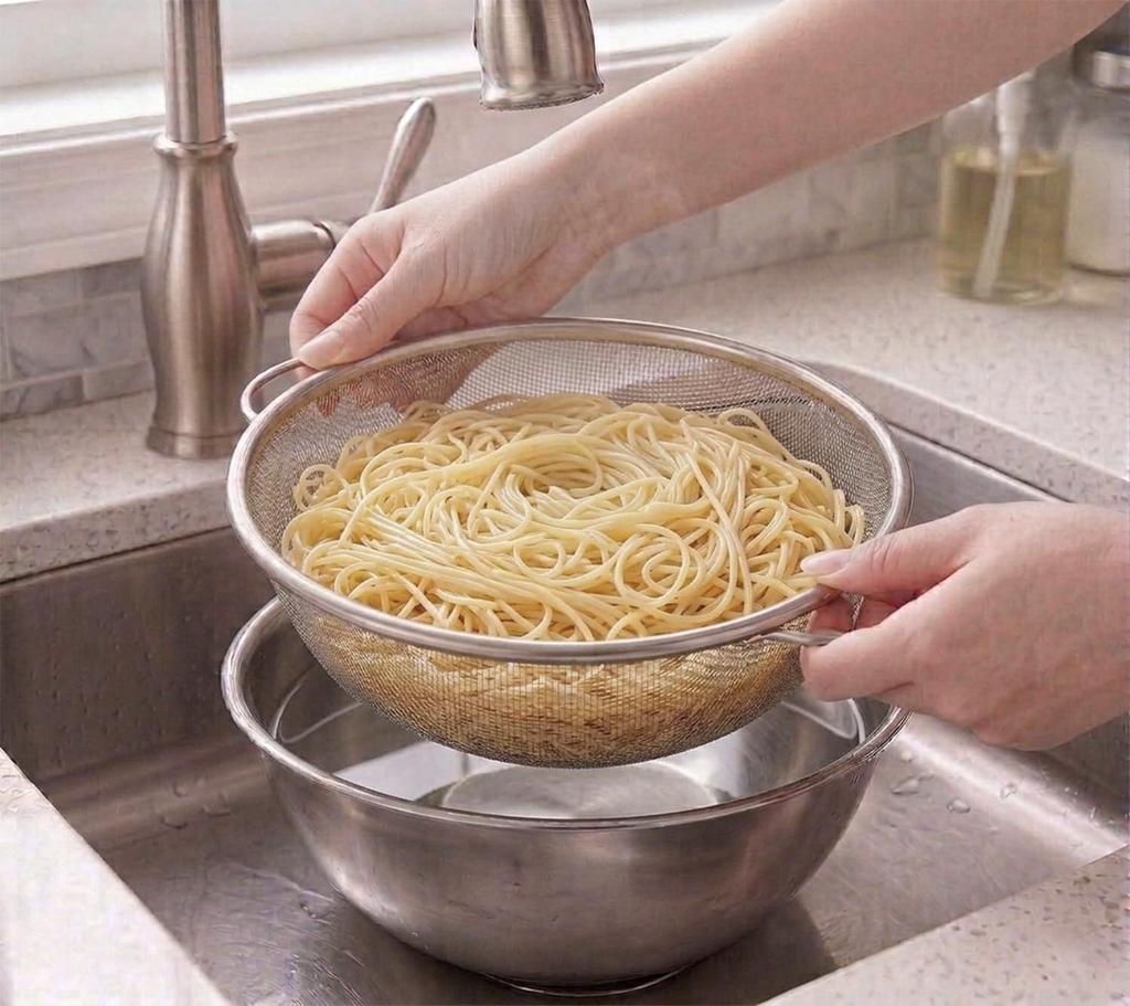 Nagao Deep Bowl and Colander 23cm Outer Stainless Made In Japan Tsubame-Sanjo Set, Standard, Diameter, 18-8 Steel,
