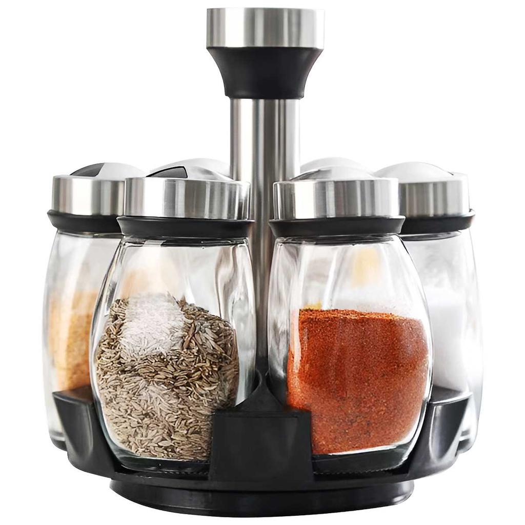 New Seasoning Bottle Set Seasoning Jar Kitchen Home Creative Rotating Seasoning Bottle Seasoning Box Glass Jar